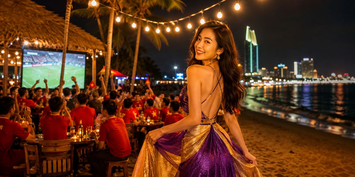 Người dùng Quy Nhơn xem thể thao và thực hiện thanh toán trực tuyến tại lễ hội địa phương
